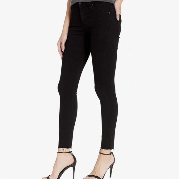 ! adriano goldschmied prima mid rise ankle cigarette jeans in super blac… - Picture 2 of 9